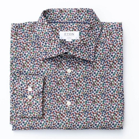 Eton Other - ETON Classic Fit Floral-Print Poplin Shirt, Size 44 / 17½